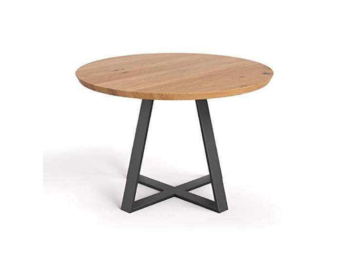 Danzz Industrieller runder Cloud-Tisch aus massiver Eiche, 120 cm
