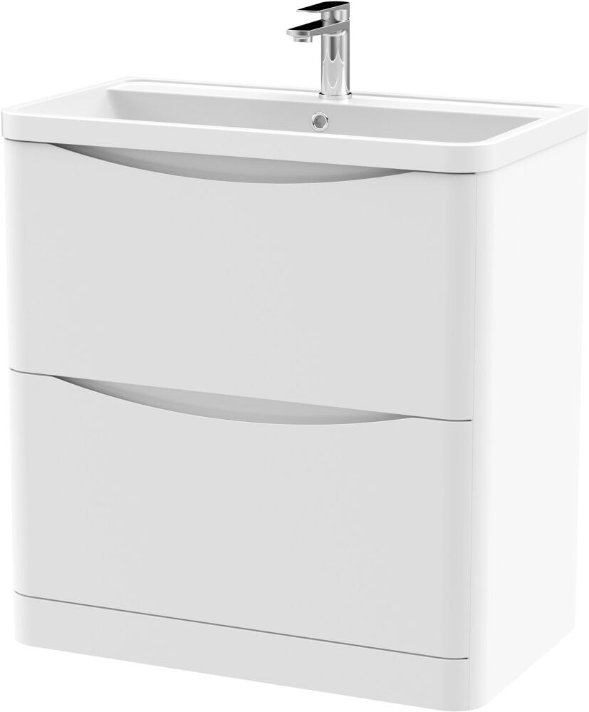Nuie Lunar 800mm Single Bathroom Vanity with Integrated Polymarble Basin Satin White 800mm W