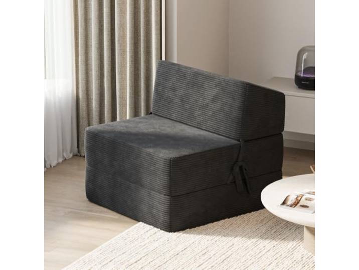 JUMMICO Schlafsofa Cord Faltbares Bodensofa mit Schlaffunktion,Grau