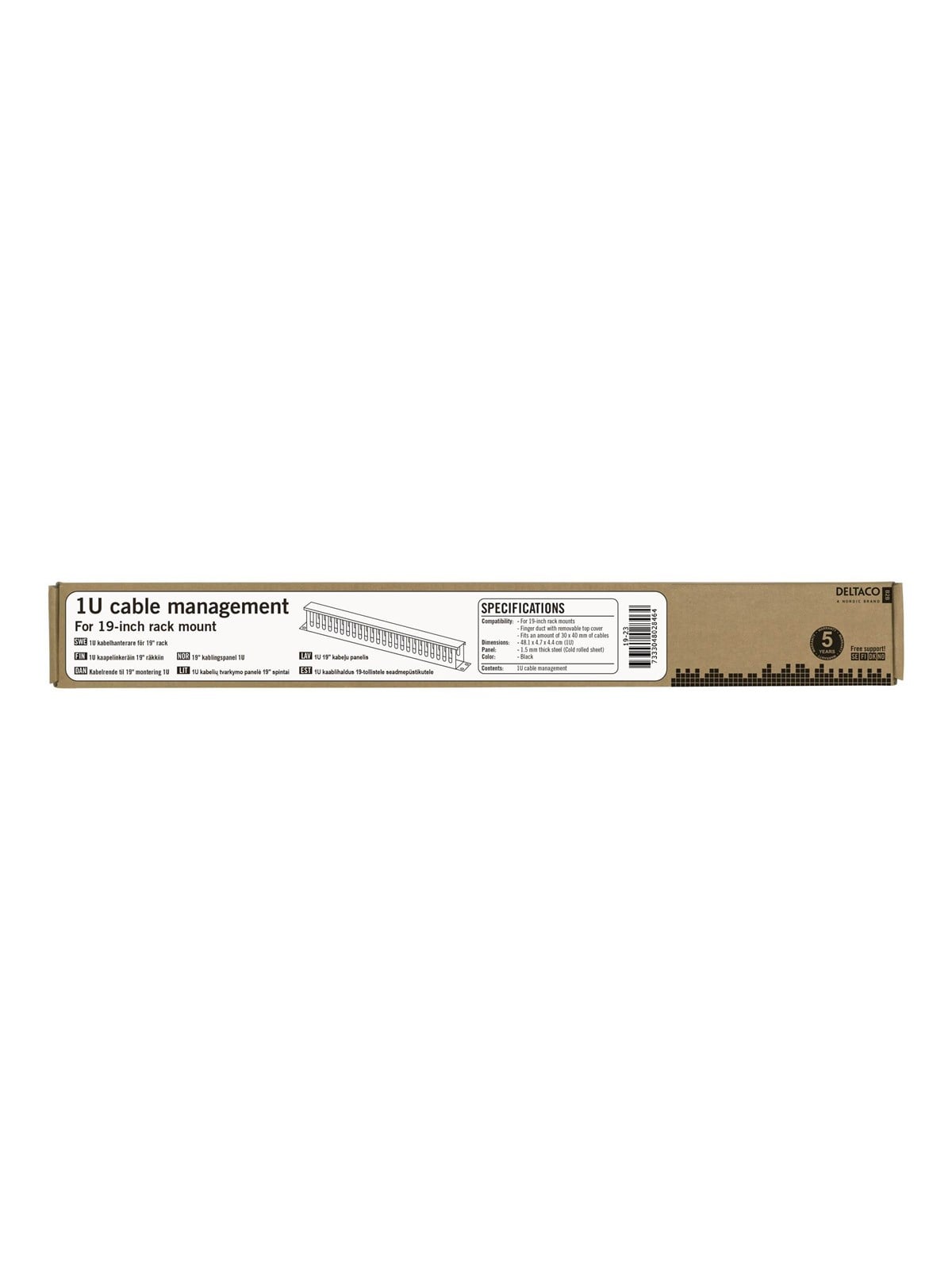 Deltaco 19" cable management metal finger duct a