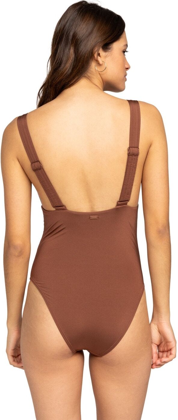 Badeanzug ROXY "Silky Island", Damen, Gr. XL, braun (root beer), Obermaterial:85% Nylon, 15% Elasthan., Badeanzüge Badeanzug root beer XL