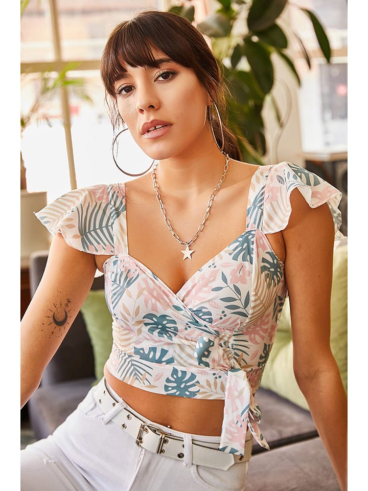 Olalook Bluse in Creme/ Bunt - M