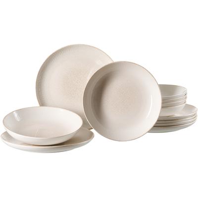 Tafelservice RITZENHOFF & BREKER "Cara", beige, 12 Stk., Steinzeug, Geschirr-Sets, Tafelservice, Teller Set aus Steinzeug für 6 Personen