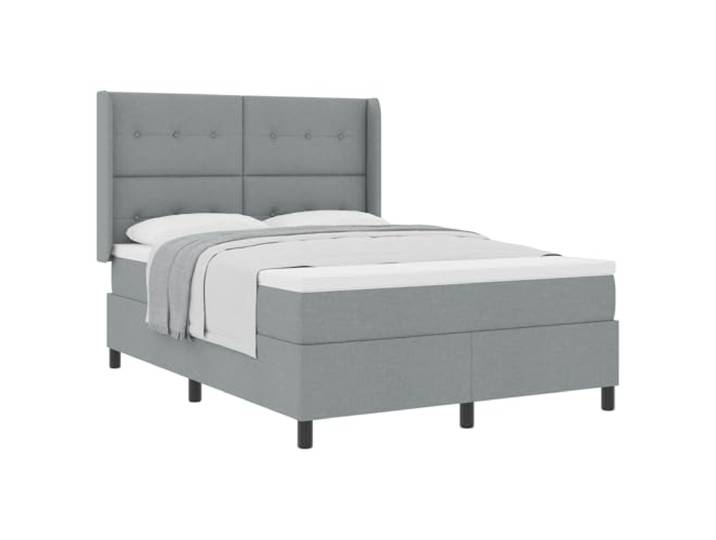 PUGYNBK Boxspringbett, Hellgrau, 200 x 160 cm Verstellbares Kopfteil, Taschenfederkernmatratze, Kiefer massiv, Polyester