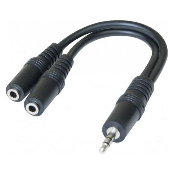Exertis Connect Klinkenadapterkabel, 3,5 mm Stereo Klinkenstecker / 2x 3,5 mm Stereo Klinkenbuchse, 0,15 m (Audio Splitter, Klinkenadapter) (720129)