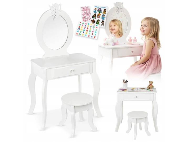 Coiffeuse enfant - GREEN SERIES - GS3310 - Bois et MDF - Miroir plexi - Autocollants inclus