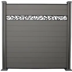 Hardin 1fachgut WPC-Sichtschutzzaun Valla - mit Design 1x Element + 2x Pfosten - Grau
