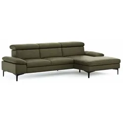 CASEDO Ecksofa Palma Leder Grün Olive
