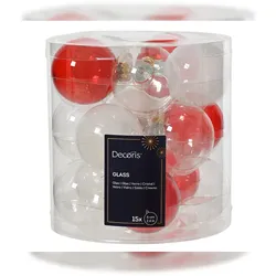 Christmas Decorations 15 Weihnachtskugeln Glas 6cm Christbaumkugeln Weihnachtsbaumkugeln Christbaumschmuck Weihnachtsbaumschmuck Rot Weiß Klar transparent Mix