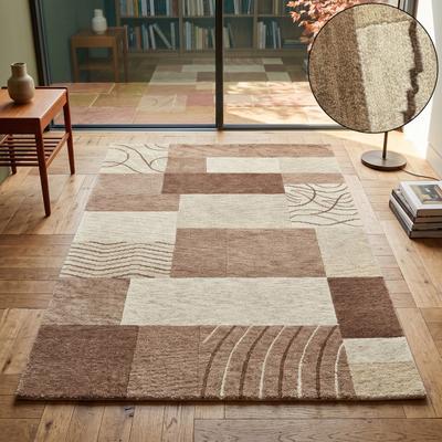 THEKO "Domas 4028, handgeknüpft" rechteckig 12 mm Höhe Kurzflor, reine Wolle, modernes Patchwork Design, Wohnzimmer