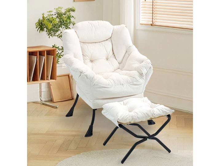 Fauteuil inclinable 75x80x85 cm avec repose-pieds pliable fauteuil à bascule avec poches latérales fauteuil d'allaitement blanc