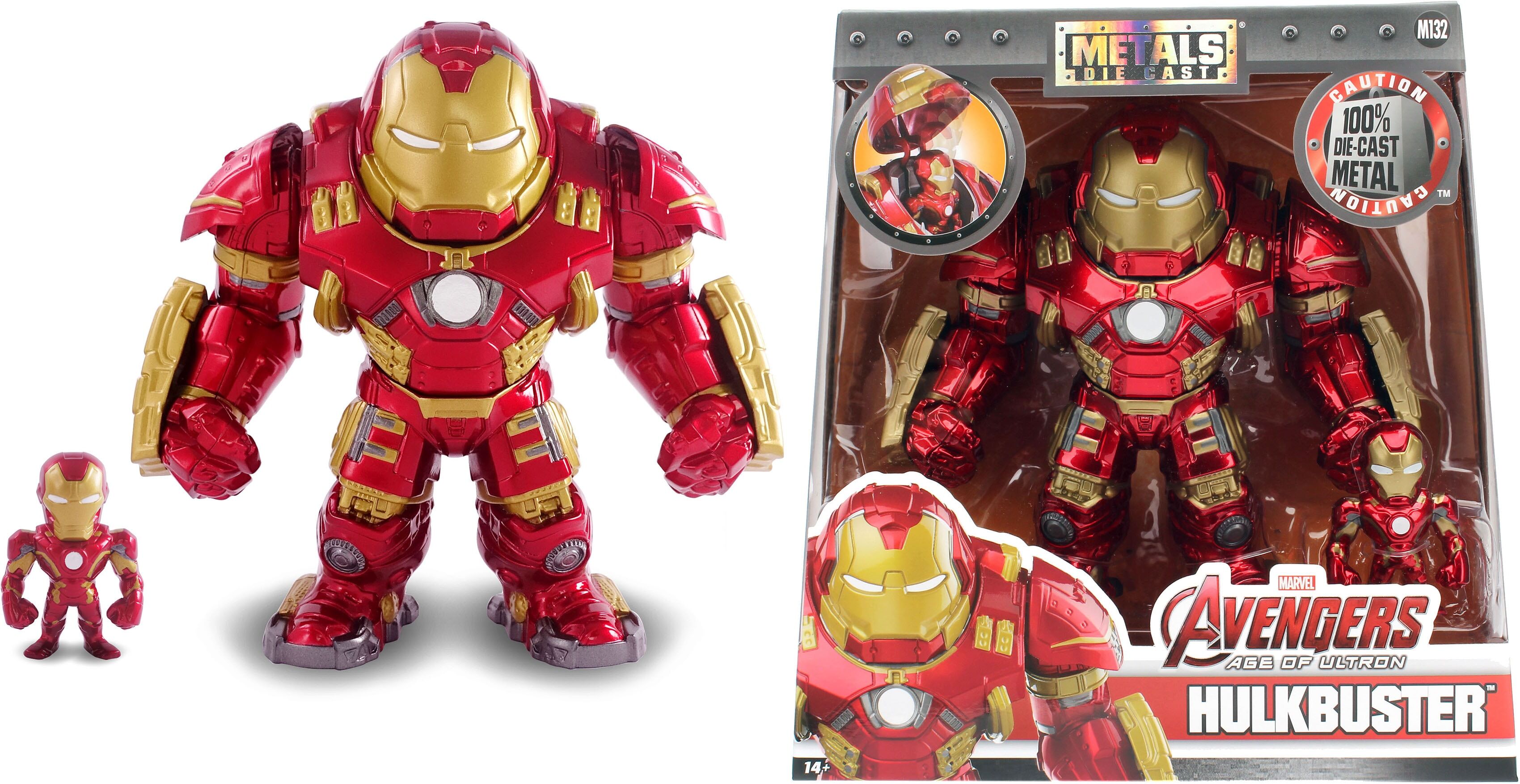 Actionfigur JADA "Marvel Hulkbuster + Ironman Figur", rot, Spielfiguren, KinderB:17cm H:7cm T:16cm, Actionfigur, aus Metall, B:17cm H:7cm T:16cm