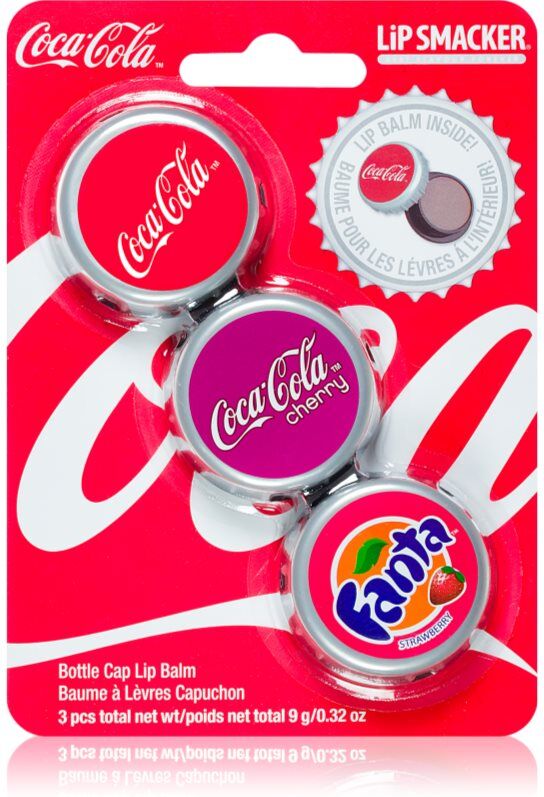 Lip Smacker Coca Cola baume à lèvres parfums Original, Cherry & Fanta 3x3 g