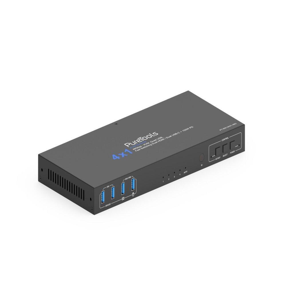 PureTools 4x1 USB-C / HDMI 48G KVM Switcher PT-SW-UH41-48G