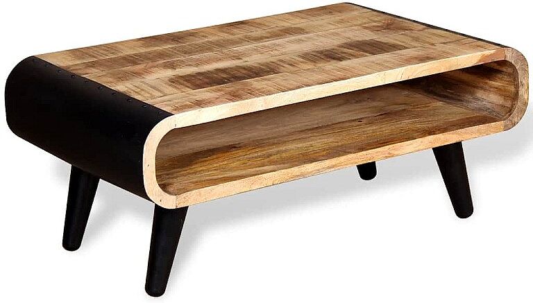 vidaxl Mesa de centro de madera de mango rugosa 90x55x39 cm