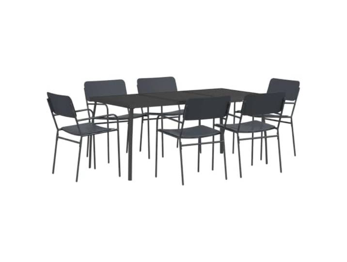 Makastle Essgruppe 7 STK. Anthrazit Stahl 165x80x72 cm