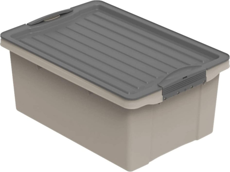 ROTHO ECO COMPACT opbergbox met deksel, cappuccino, 13 liter