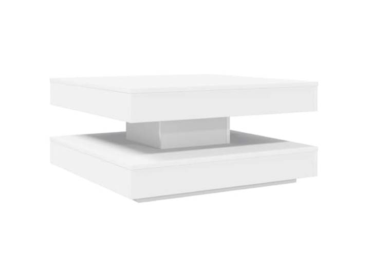 IBUQDDV Couchtisch 360-Grad Drehbar Weiß 70x70x34,5 cm Drehbare Tischplatte, untere Ablage, Holzwerkstoff, pflegeleicht, modernes Design