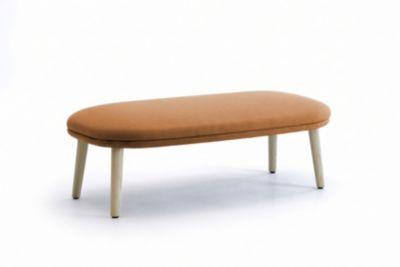 Leyform Sitzbank, B 1315 x T 620 x H 450 mm, Wollmischgewebe/Holz, dunkelorange/Esche Natur