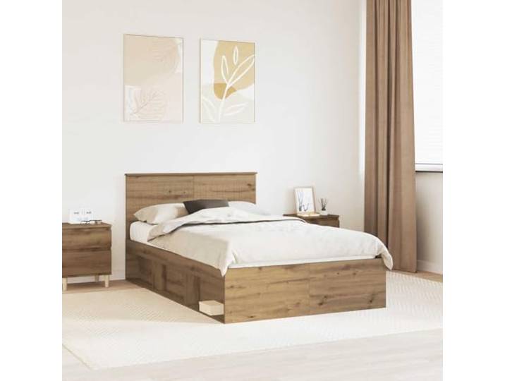 RJPLMFV Bettgestell, 120 x 190 cm, massives Kiefernholz Lattenrost inklusive, langlebiges Holz, modernes Design, pflegeleicht