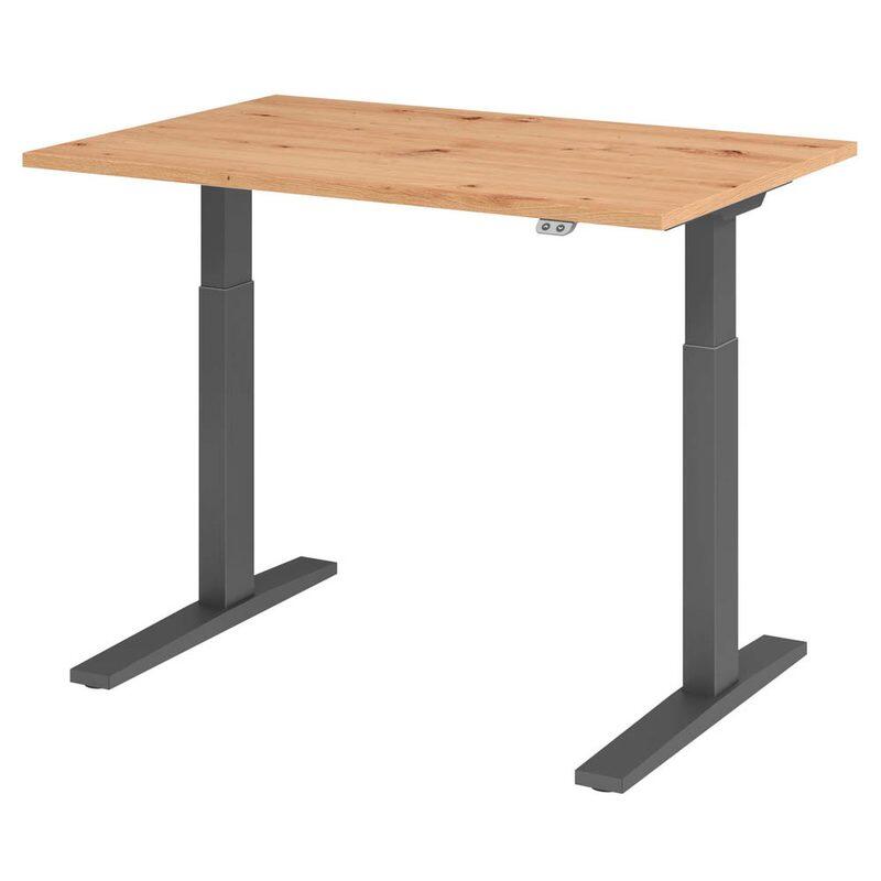 HAMMERBACHER VXMKA12/R/G elektrisch höhenverstellbarer Schreibtisch 70,0 - 120,0 cm - elektrisch Asteiche / grafit