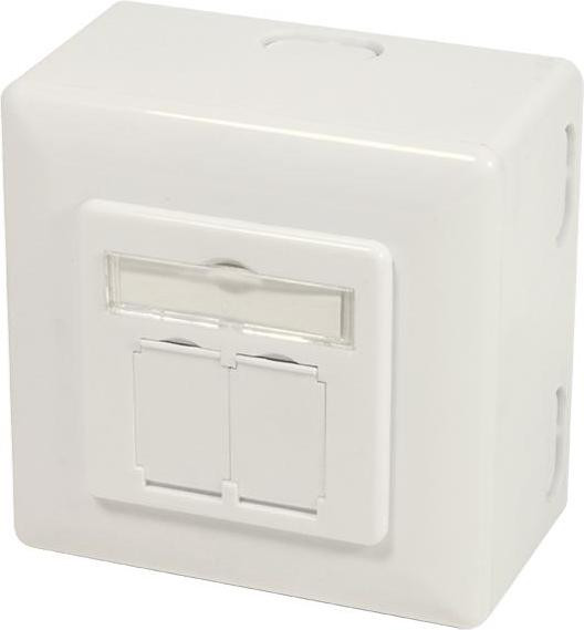 DSIT Inbouwdoos Cat. 6a/Klasse E, Dubbel, Afgeschermd, 2 x 45RJ, Ivoor