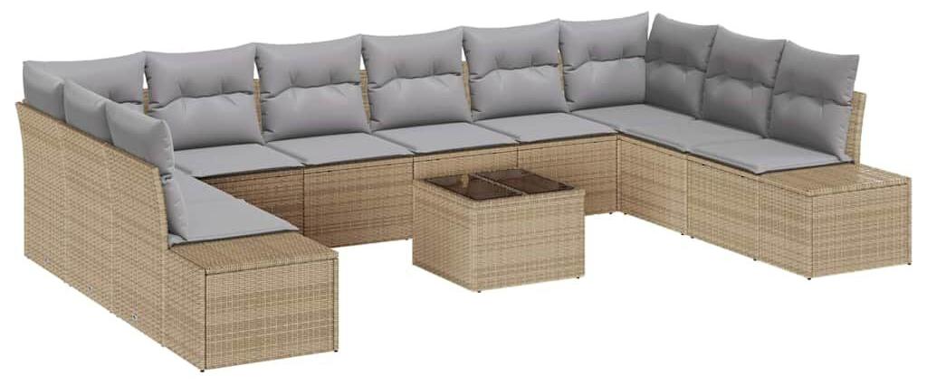 Loungeset / Gartenmöbel-Set - 10 Sitzplätze - Polyratan - Beige, Hellgrau