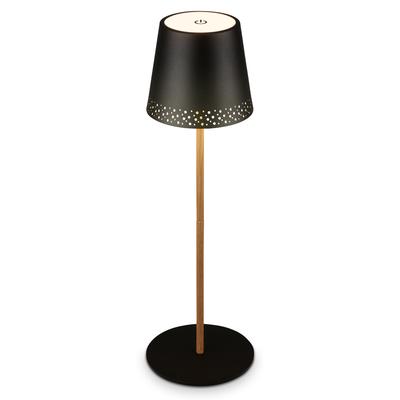 BRILONER LEUCHTEN LED Tischleuchte "KIKI", schwarz (schwarz, natur), 1, Ø 12cm H: 38cm, 1 Stk., Leuchten, mit Akku, höhenverstellbar, USB-C, warmweiß, IP44, schwarz, 38 cm, LED Tischleuchte