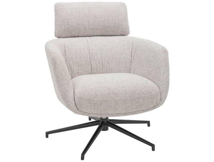 Dieter Knoll Relaxsessel, Schwarz, Beige, Metall, 73x86x83 cm, Schaukelfunktion, Sitzfläche 360° drehbar, Wohnzimmer, Sessel, Relaxsessel