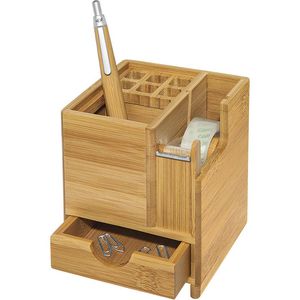 Wedo Schreibtisch-Organizer 611707, Bambus, 3 Fächer und 1 Schublade, braun