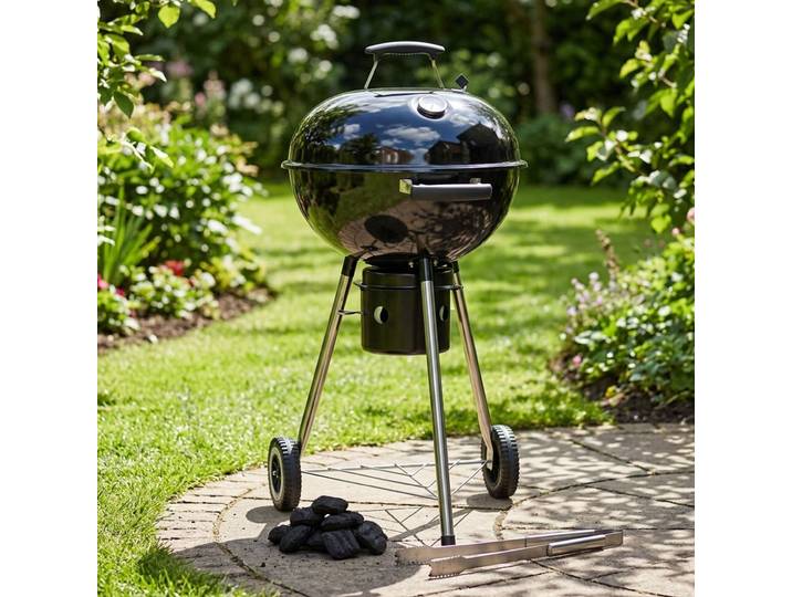 Kugelgrill mit Thermometer, 2 Räder, Ø47 cm, schwarz
