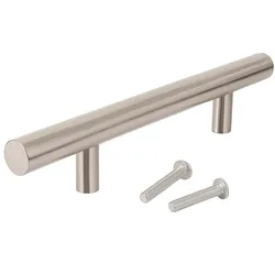 MS Beschläge Massiver Edelstahl Möbelgriff 640mm - Küchengriff Ø12mm Sockel- Stangengriff