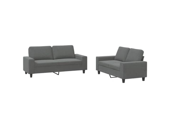KUTYWEXFM 2-TLG. Sofagarnitur Dunkelgrau Stoff Polstersofa Set Bequeme Polstergarnitur mit Kissen für Wohnzimmer & Lounge, stabiles Metallgestell und atmungsaktiver Stoffbezug.