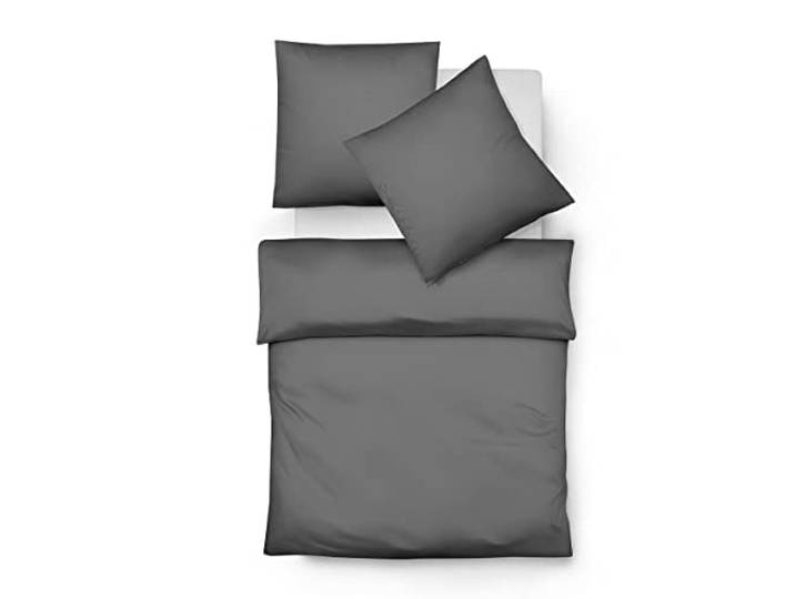 Bundgewebte Flanellbettwäsche fleuresse Lech granit 240 x 220 cm