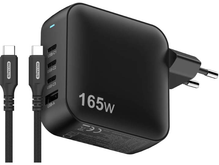 Sitecom 165W GaN Power Delivery Oplader + Sitecom USB-C naar USB-C Kabel 2m