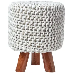 STRICK-HOCKER natur, Dreibein 32/32/42 cm