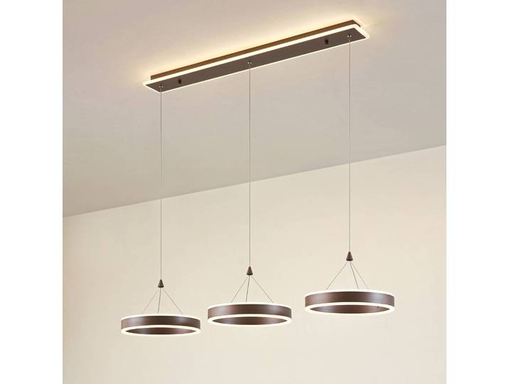 Hängeleuchte Kolo Lucande, dimmbar, braun / rost, für Wohn- / Esszimmer, Modern