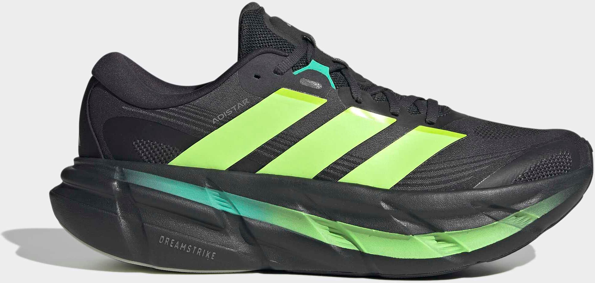 Laufschuh ADIDAS PERFORMANCE "ADISTAR 5", Herren, Gr. 46, carbon, signal grün, hi, res grün, Synthetik, Textil, Schuhe Laufschuh, weiche und stabile Dämpfung carbon, signal grün, hi, res grün 46
