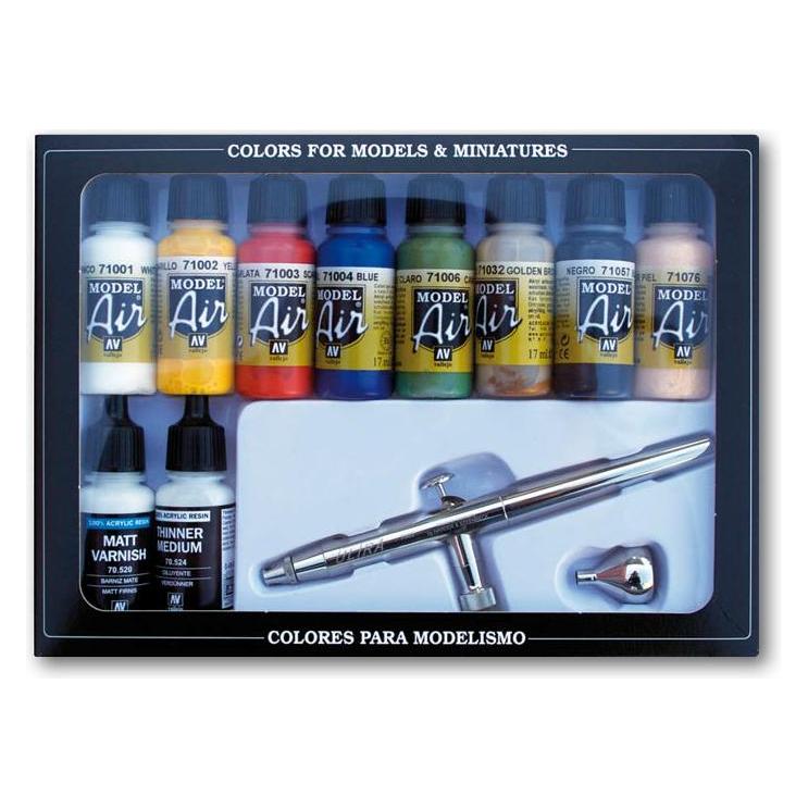 Vallejo Airbrush set with Basics Colors 10x17ml (17 ml) (71167)
