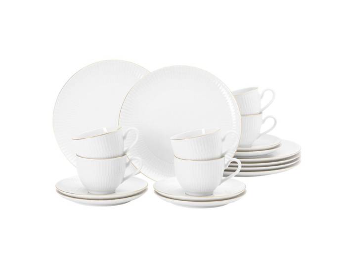 Seltmann Weiden Kaffeeservice, Goldfarben, Weiss Hochglanz, Keramik, 18-teilig, 250 ml,250 ml, Geschirr, Geschirr-Sets, Kaffeeservice