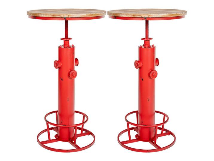 CLP Stehtisch 2er Set Metall rot, Rot, 54x91x54 cm, Esszimmer, Esstische, Stehtische