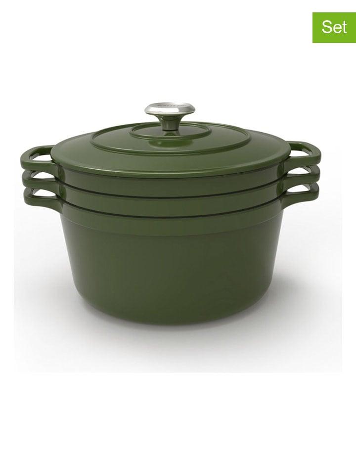 Sauter 8tlg. Kochgeschirr-Set in Khaki/ Schwarz - Ø 25 cm - onesize