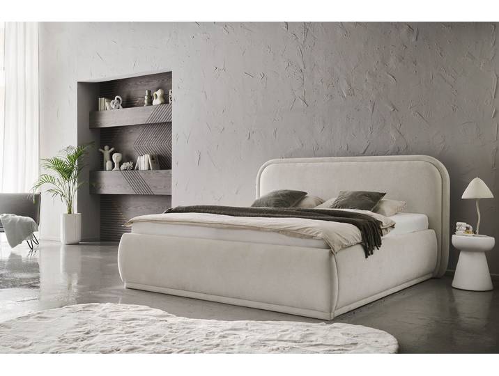 Polsterbett MEISE.MÖBEL SOMA erhältlich in den Breiten 160 & 180cm, wahlweise mit Bettkasten , beige (cream), B:195cm H:115cm L:219cm, Betten, Polsterbett, in verschiedenen Farben erhältlich