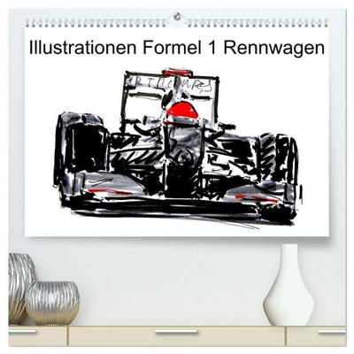 Illustrationen Formel 1 Rennwagen (hochwertiger Premium Wandkalender 2026 DIN A2 quer), Kunstdruck in Hochglanz