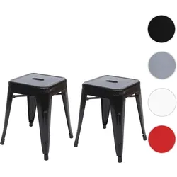 2er-Set Hocker HWC-A73, Metallhocker Sitzhocker, Metall Industriedesign stapelbar ~ schwarz