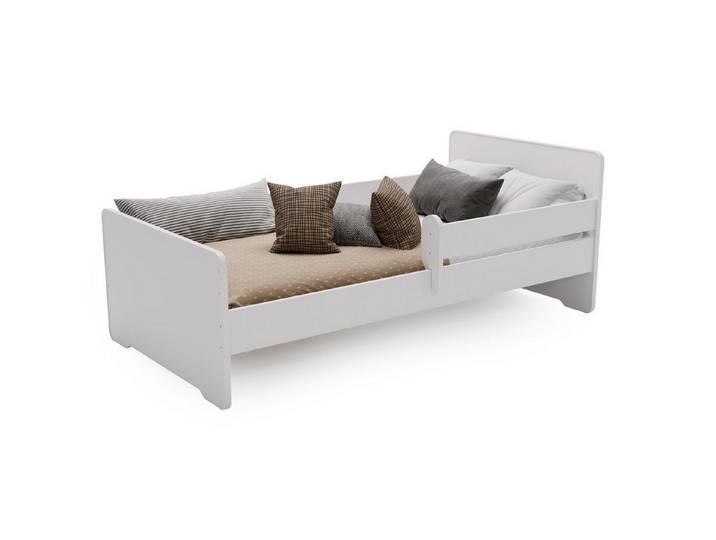 KOBI S.C. Kinderbett Kinderbett Max 160x80 cm weiß mit Rausfallschutz Lattenrost und Matrat
