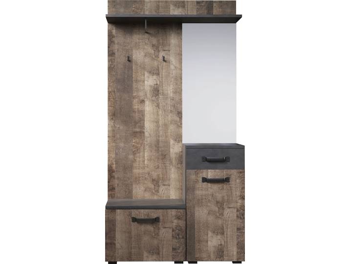 Garderobenschrank HOME AFFAIRE Saragossa , braun (tabak eichefarben, matera), B:104cm H:190cm T:32cm, FSC-zertifizierter Holzwerkstoff, Schränke, Garderobenschrank, Kompaktgarderobe, Tür, Schublade, Klappe - (B/T/H) 104/32/190 cm