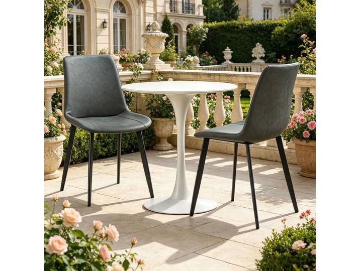 Lot de 4 Chaises Scandinaves Fabriqué en cuir PU Chaises Salle à Manger Chaise Cuisine Salon Chaises Gris Design Ergonomique