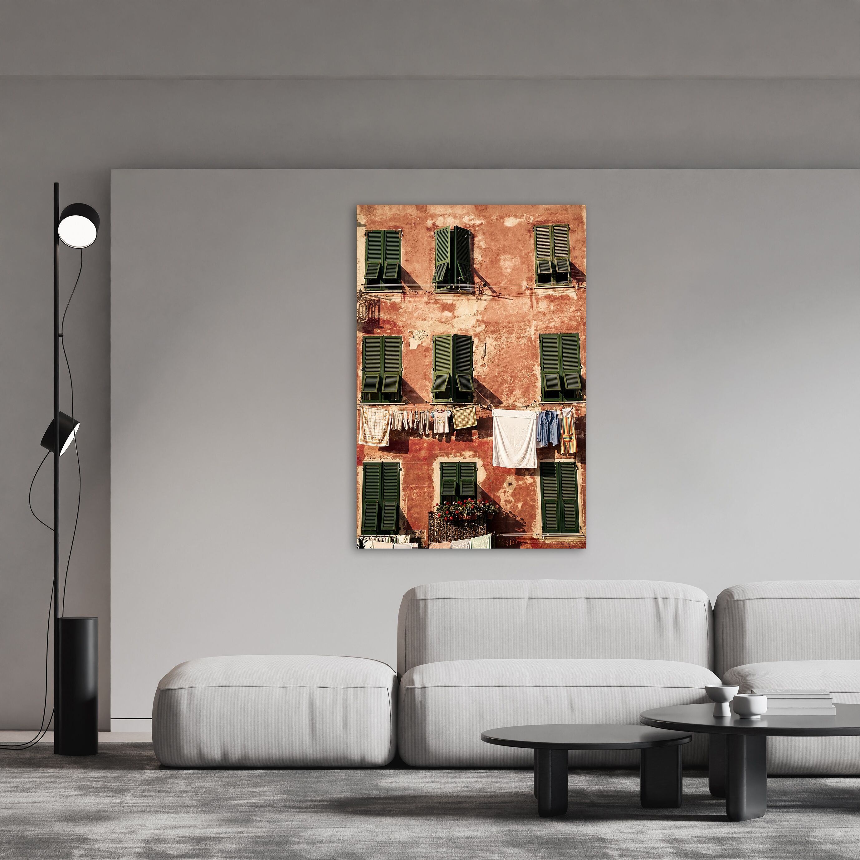 Acrylglasbild QUEENCE "Italienische Häuserwand", braun (farbe bild(er): grün,terrakotta), B:30cm H:40cm, Acrylglas, Bilder, Acrylglasbild, Wandbild Wohnzimmerdeko Urlaubsmotiv