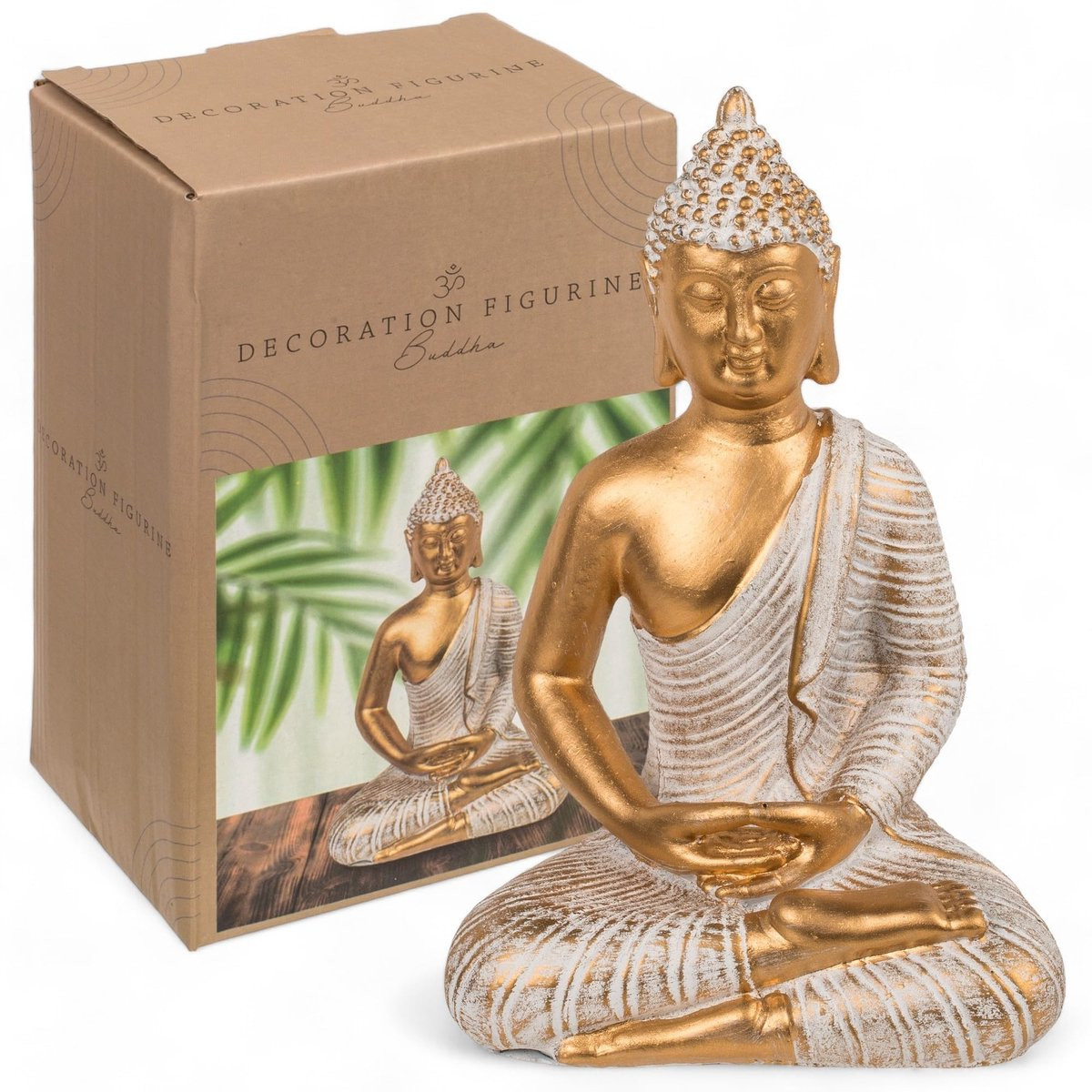 Dailygoods Boeddha Beeld Vintage Look - Decoratiefiguur van Polyhars - Hoogte: 14-34 cm